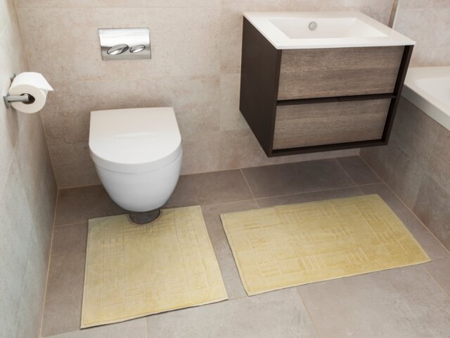 Chatsworth Pure Cotton Bath Mats Super Soft and absorbent (85x50 cm) Yellow Yellow 80x50 cm 1