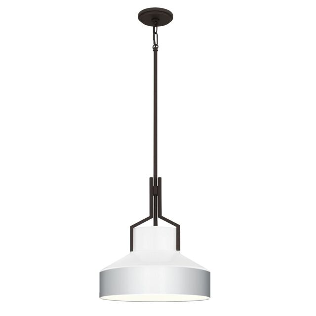 Quoizel Brecken Dome Pendant Ceiling Light Classic Old Bronze and faux Alabaster glass Shade 2x E27