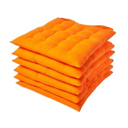 Homescapes 6 x Seat Pads Luxury Cotton Indoor Outdoor Garden Dining Cushion Orange 40 x 40 cm 6