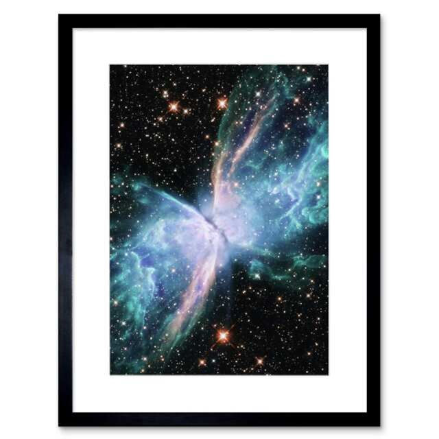 "Hubble Space Butterfly Nebula Bipolar Galaxy Wings Gas 9x7"" Black Framed Wall Art Print"