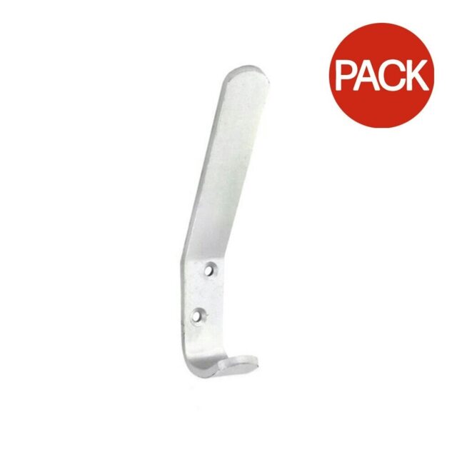 Securit Aluminium Coat Hook (Pack of 2) - Silver - One Size