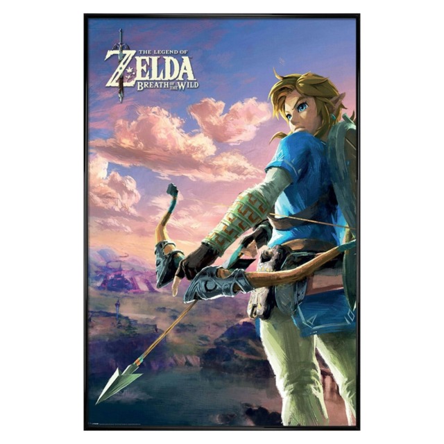 Gloss Black Framed Zelda Breath of the Wild Hyrule Scene Landscape Maxi Poster Multi
