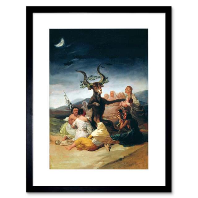 "Painting Fantasy Landscape Goya Witches Sabbath 12x16"" Framed Wall Art Print"