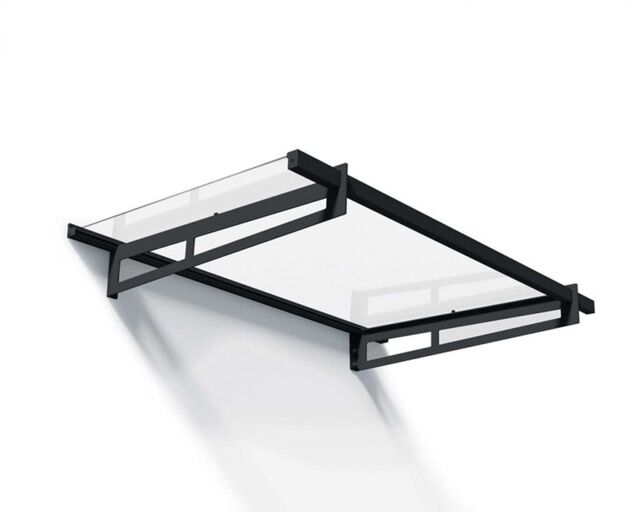 Patio Cover Bremen Door Awning Canopy 1500 Clear - Aluminium/Acrylic - L150 x W93.5 x H18.7 cm - Dark Grey Grey