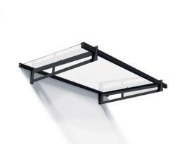 Patio Cover Bremen Door Awning Canopy 1500 Clear - Aluminium/Acrylic - L150 x W93.5 x H18.7 cm - Dark Grey Grey