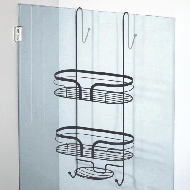 Showerdrape Dante Anthracite Grey 2 Tier Over Door Hook Door Shower Caddy Grey Anthracite Grey 1