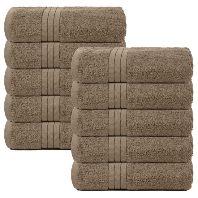 OHS 10 x Luxury 100% Cotton 500GSM Bathroom Bath Towels, 70x115cm - Mocha