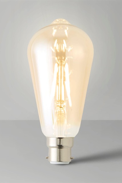 ValueLights B22 Pack of 5 4W Amber Filament Pear Shaped Warm White Bulbs