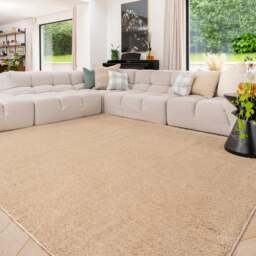 KUKOON Machine Washable Shaggy Rug Cream Beige Fluffy Bedroom Carpet Mat 80cm x 150cm