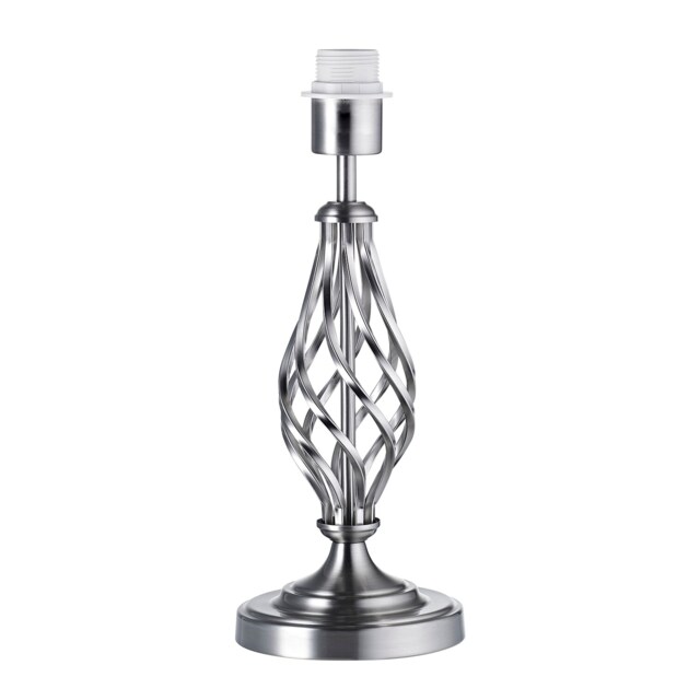 Traditional Brushed Satin Nickel Table Lamp Base with Twist Metal Stem Design Silver Satin Nickel 1