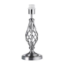 Traditional Brushed Satin Nickel Table Lamp Base with Twist Metal Stem Design Silver Satin Nickel 1