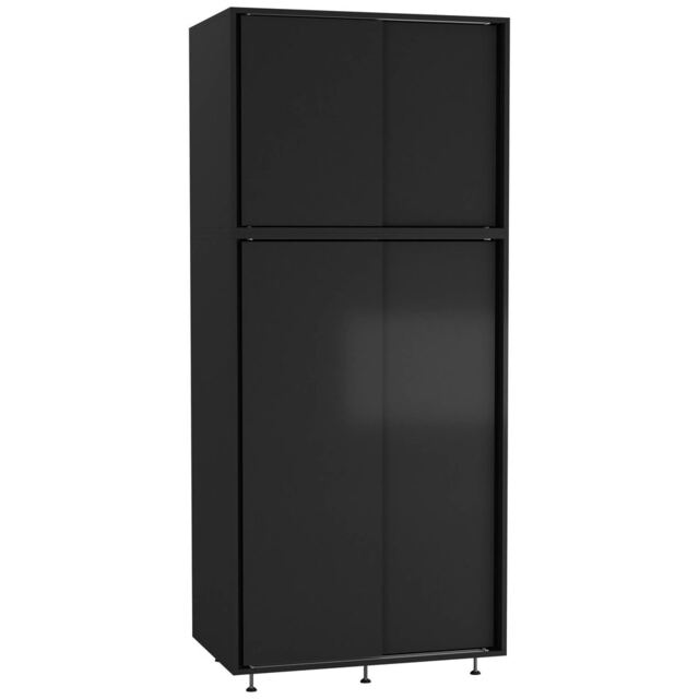 180cm 4 Sliding Doors Wardrobe Bedroom Storage Closet Hanging Rail Cupboard Unit Black Black 1