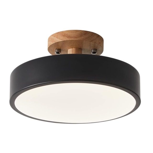LED Ceiling Lamp Modern Wood Semi-Flush Mount Ceiling Light 18cm Cool Light