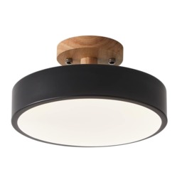 LED Ceiling Lamp Modern Wood Semi-Flush Mount Ceiling Light 18cm Cool Light
