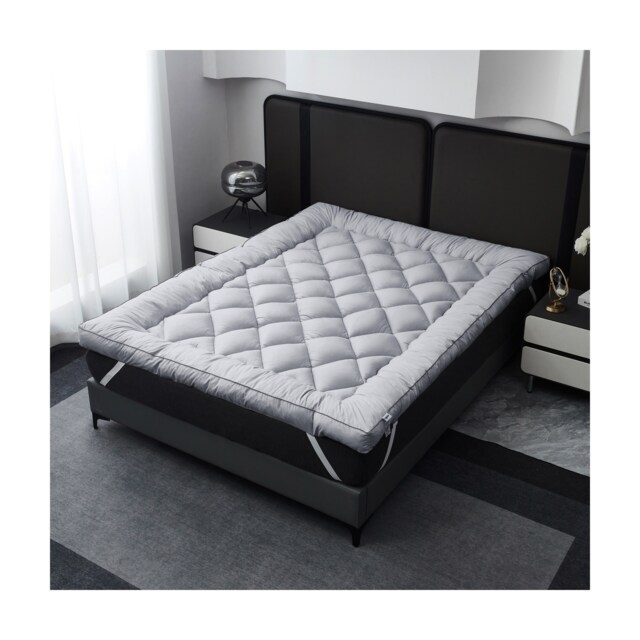 Ezysleep 2 Inch Luxurious Shredded Memory Foam Mattress Topper - Soft Microfibre Cover Grey Grey