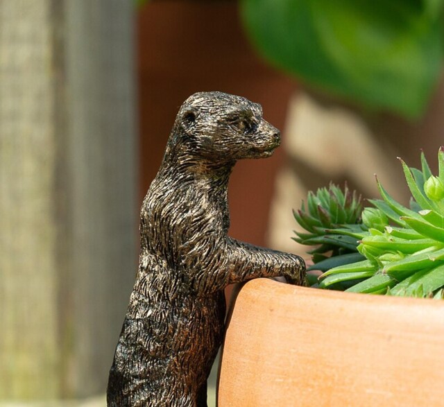 Meerkat Plant Pot Hanger - L10.5 x W3.5 x H5 cm Bronze