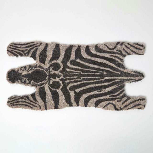 Homescapes Zebra Shaped Coir Animal Print Non-Slip Doormat