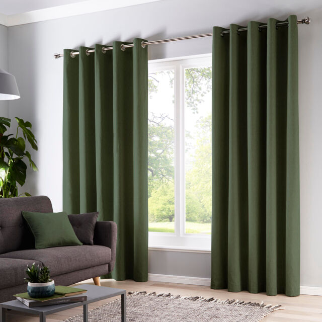 Fusion Cannes Eyelet Curtains Bottle Green