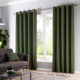 Fusion Cannes Eyelet Curtains Bottle Green