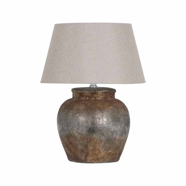 Castello Aged Table Lamp - Ceramic - L30 x W30 x H52 cm - Beige - Black - Stone