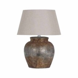Castello Aged Table Lamp - Ceramic - L30 x W30 x H52 cm - Beige - Black - Stone