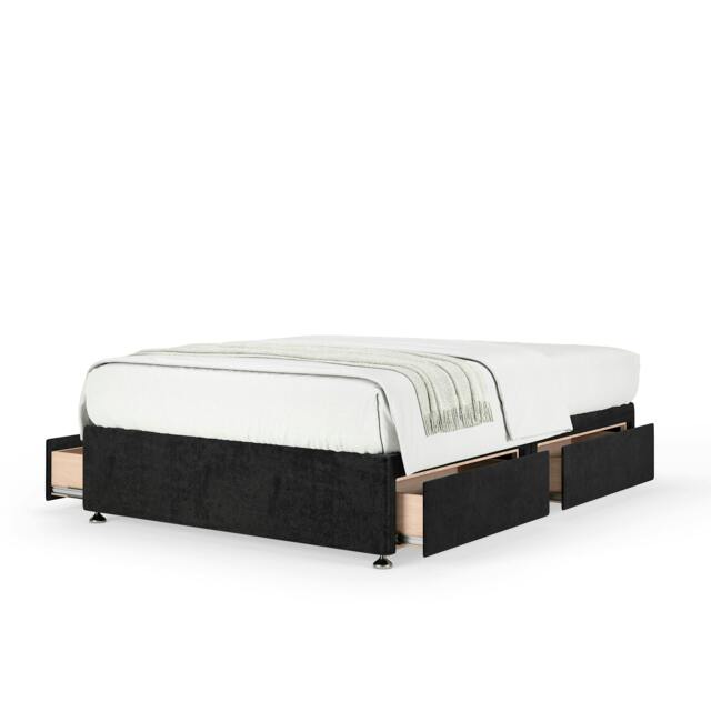 Memory Maestro Memory Foam Black Naples Velvet 4 Drawer Divan Set Super King