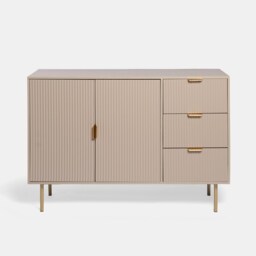 OHS Ribbed Sideboard Table Modern Drawer Shelf Cabinet Storage Bronze Natural