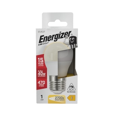 Energizer LED Golf Ball E27 470lm 4.2W 2700K (Warm White) Light Bulb - Pack of 1