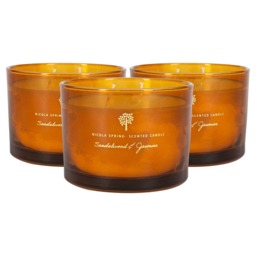 Nicola Spring 3x Sandalwood & Jasmine Scented Candles 350g 38h Natural Double Wick Soy Wax Aromatherapy Candle Home Fragrance
