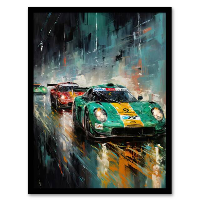 Sports Car Racing Motorsport Road Race Home Decor Black Framed Wall Art Print A4