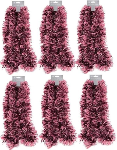 6 x 2 Metres Pack Pink Chunky Christmas Tinsel