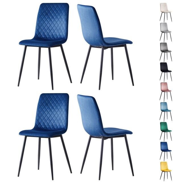 Dining Chairs Velvet Fabric Lexi Set of 4 Blue by MCC