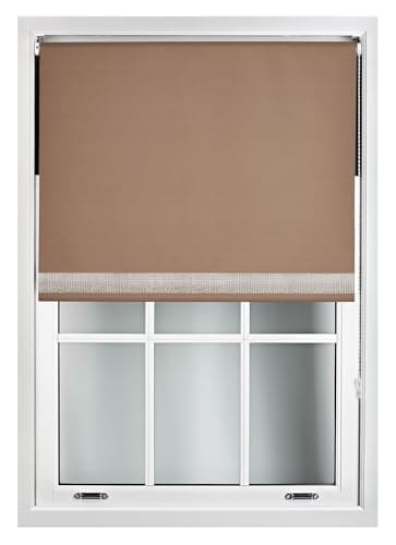 FURNISHED Thermal Blackout Roller Blinds with Diamante Edge Made to Measure Window Shade Brown Brown (W) 90cm x (L) 210cm