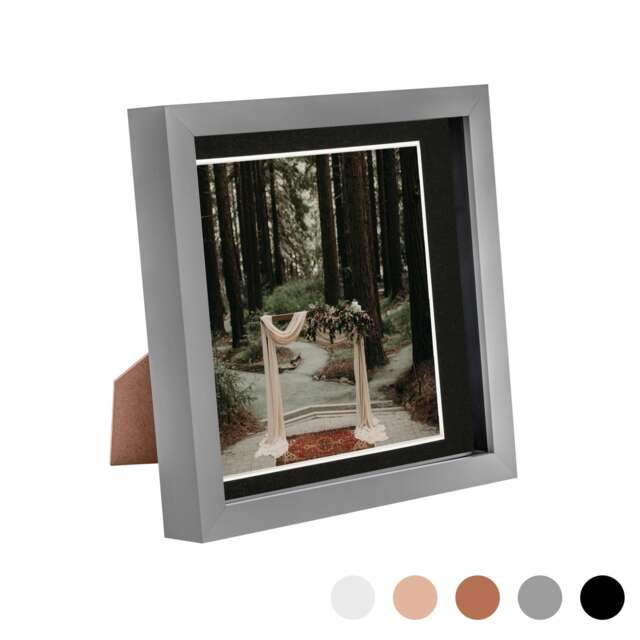 "Nicola Spring 8 x 8"" Photo Frame - Grey/Black Mount - 3D Photo Frame Picture Frame Box Portrait Display Case (22.5 x 22.5cm)"