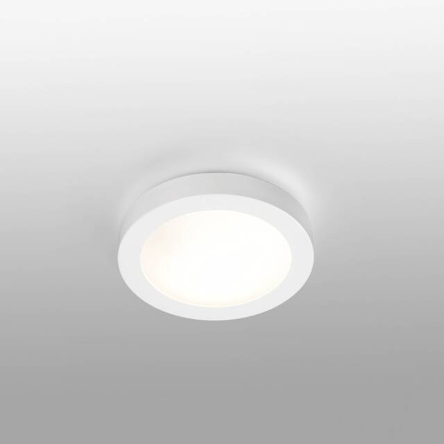 Logos 1 Light Small Round Bathroom Flush Ceiling Light White IP44, E27