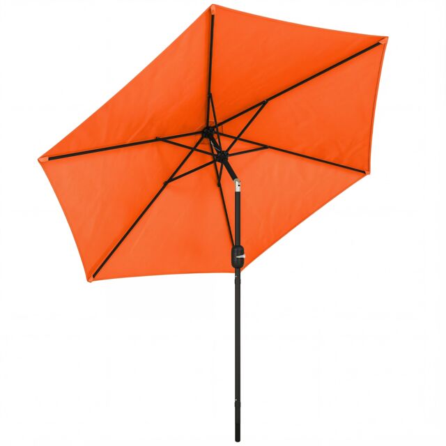 Outsunny 2.6M Garden Parasol Umbrella with Aluminium Pole, Tilt, Crank Orange Orange Dia. 2.65 x 2.3H m