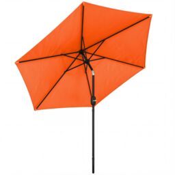 Outsunny 2.6M Garden Parasol Umbrella with Aluminium Pole, Tilt, Crank Orange Orange Dia. 2.65 x 2.3H m