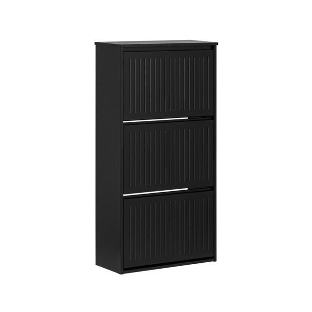 SoBuy 3 Flip-Door Shoe Cabinet, Black, 24 x 10.2 x 47.2 in, 24.6 kg - FSR165-H-SCH