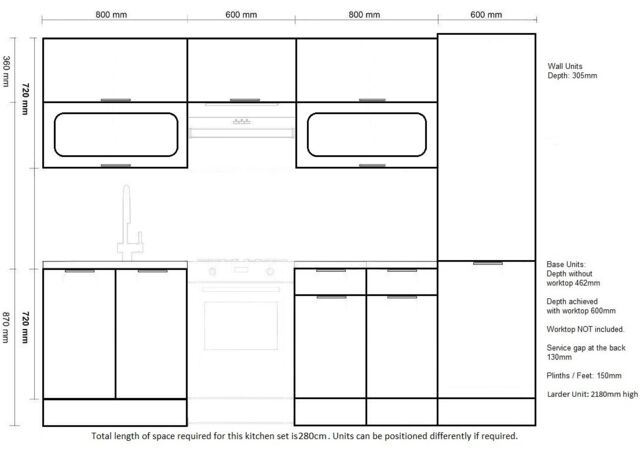 Kitchen Cabinet Set 7 Unit 600mm Larder Pantry Storage Soft Close Modern Light Grey Gloss Fitted Kitchen Star