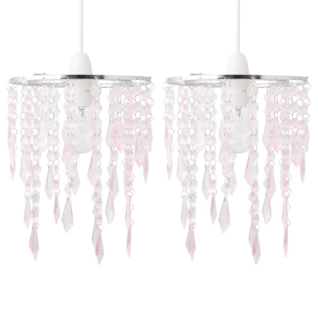 Set of 2 Chrome & Pink Jewels Light Shades Pink Chrome Small 2