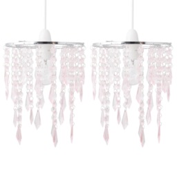Set of 2 Chrome & Pink Jewels Light Shades Pink Chrome Small 2