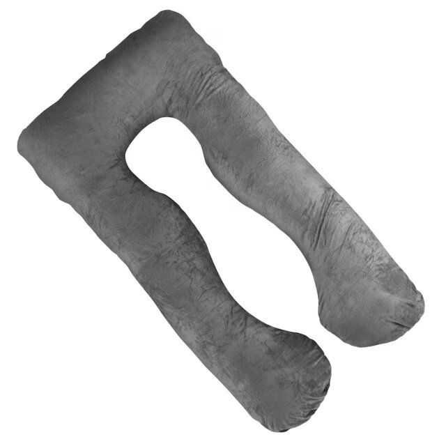 Aamira Dark Grey Pregnancy Maternity Pillow, 130x75x20cm U Shape Memory Foam