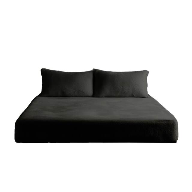 Teddy Fitted Sheet 30cm Extra Deep Soft Cuddly Soft Touch Bedding Black Single