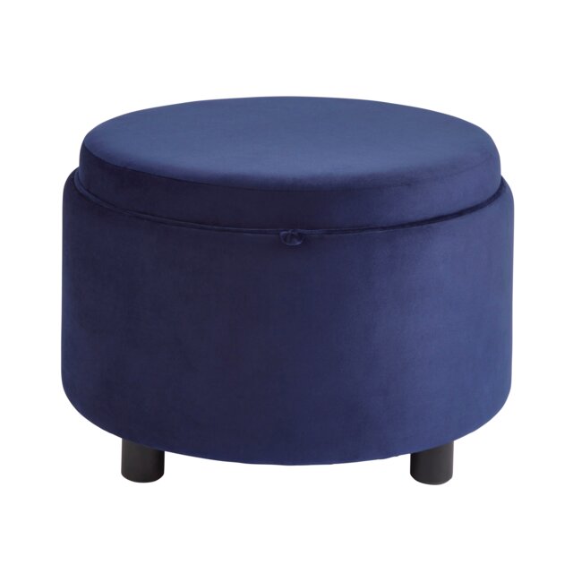 Leylani Tray Top Velvet Stool Blue Midnight Blue One Size