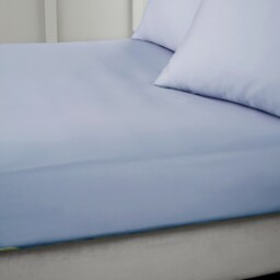 Bianca 400 Thread Count Cotton Sateen Fitted Sheet Blue Double