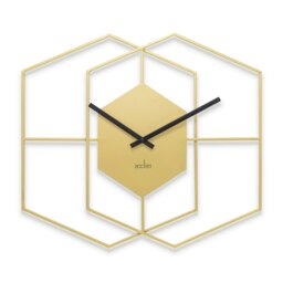 Acctim Addison Large Wall Clock Quartz Hexagonal Geometric Painted Metal Matt Black 55cm Gold One Size