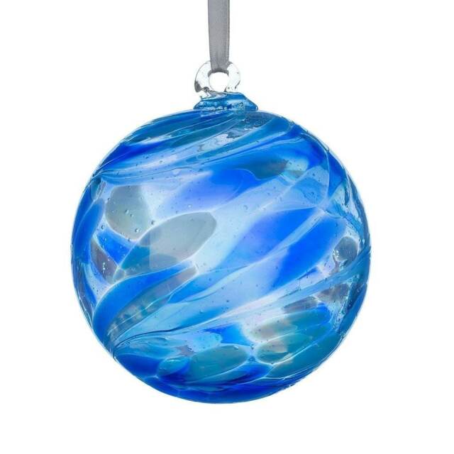 Sienna Glass Hanging Ornament 10cm Friendship Ball - Sapphire
