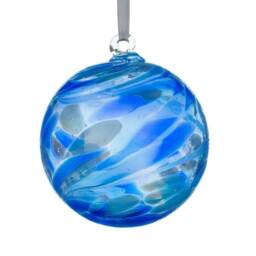 Sienna Glass Hanging Ornament 10cm Friendship Ball - Sapphire