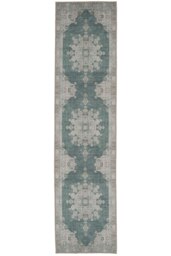 KUKOON Green Vintage Medallion Non Slip Washable Low Pile Runner Rug 60cm x 240cm Green