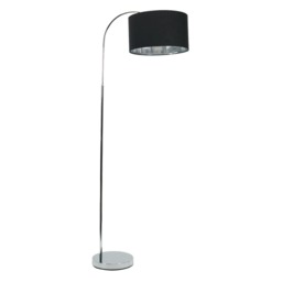 ValueLights Curva Chrome Floor Lamp Black Chrome Shade and Bulb